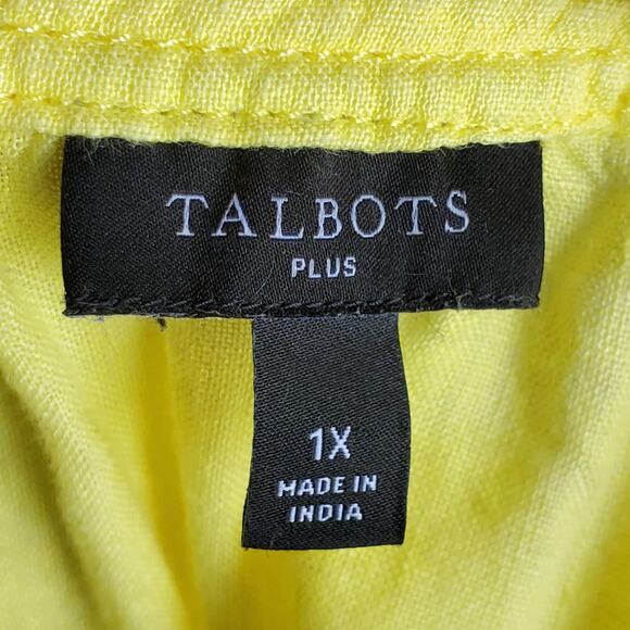 Talbots Yellow Linen Peasant Tunic Top 1X Boho Casual Coastal Summer Natural - Picture 4 of 9